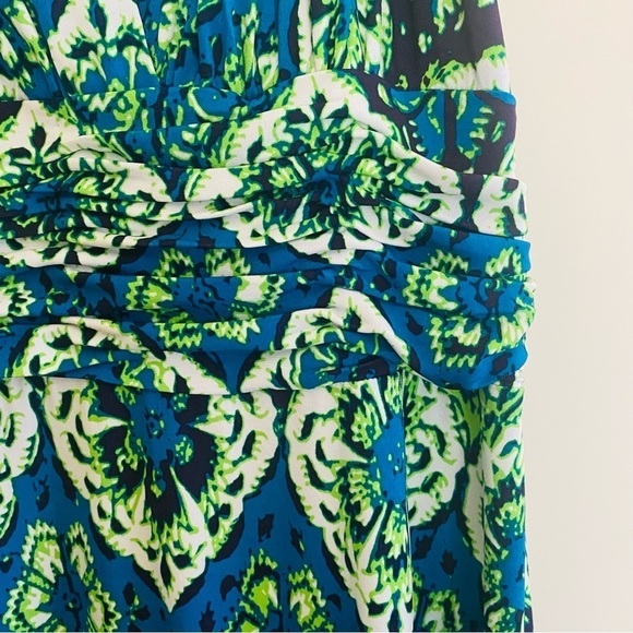 KASPER sleeveless column maxi dress in blue and green size 10 - Picture 8 of 12